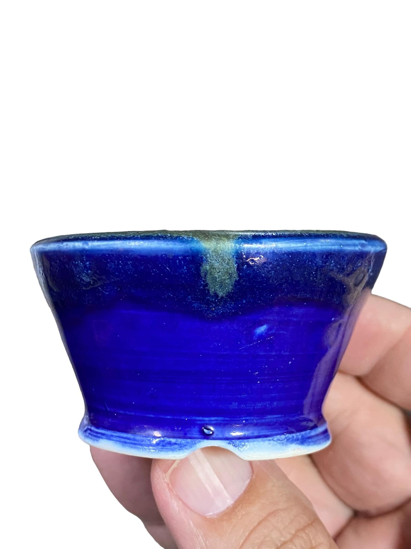 Shoseki - Ruri Blue Glazed Bowl Bonsai Pot (2-3/4" wide)