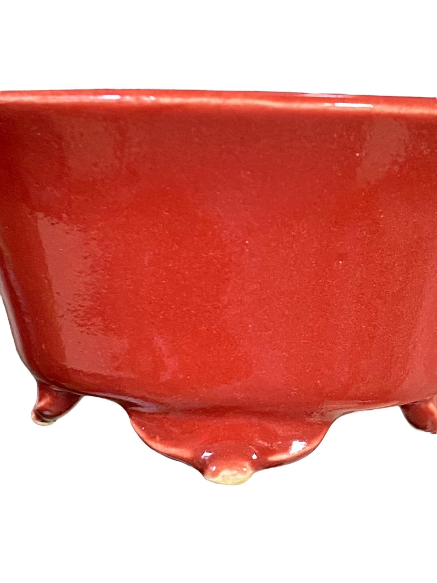 Kiyoshi Kiowai “Fuka” - Brilliant Red Glaze Round Pot (3-3/4" wide)