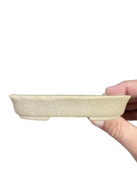 Shoseki -  Unglazed Tan Oval Bonsai Pot (5" wide)