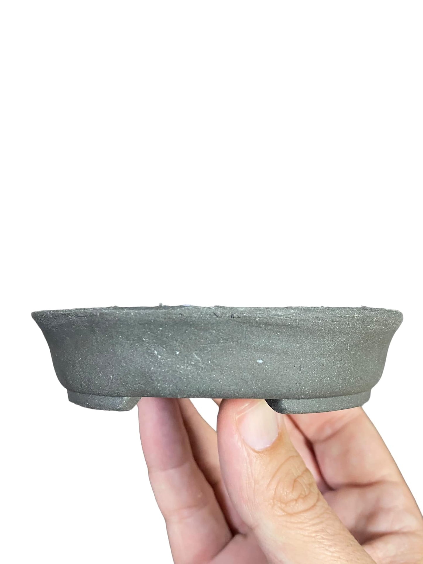 Shoseki -  Unglazed Gray Oval Bonsai Pot (5" wide)