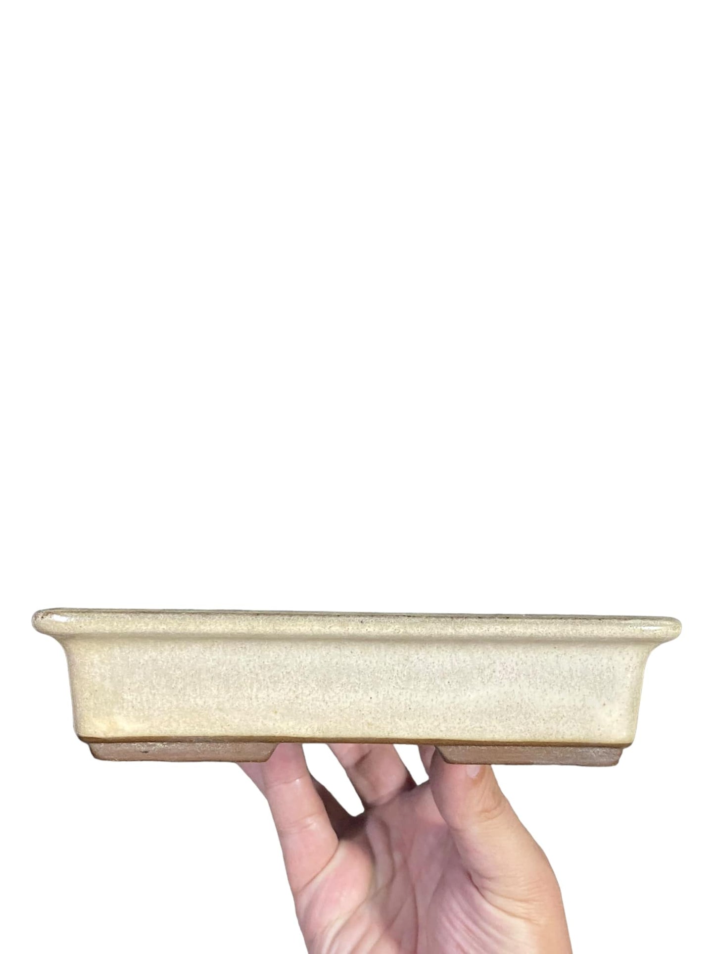 Japanese - Cream Glazed Shallow Rectangle Production Pot (9-11/16" wide)