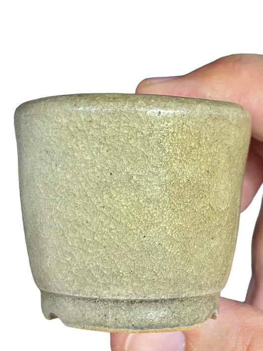 Sharaku -  Beautiful Crackle Glazed Mame Cascade Pot (1-15/16" wide)