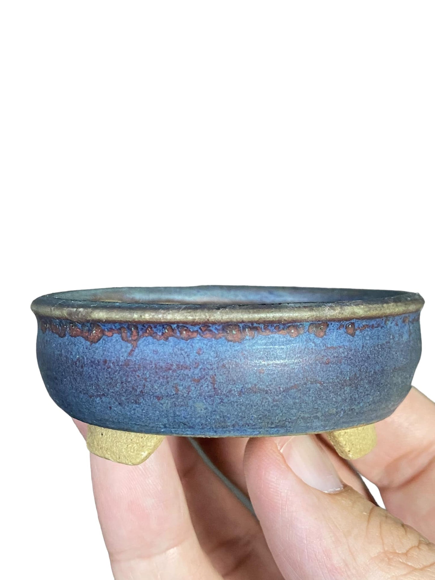 Deiju - Intriguing Footed Bowl Bonsai Pot (2-3/4" wide)