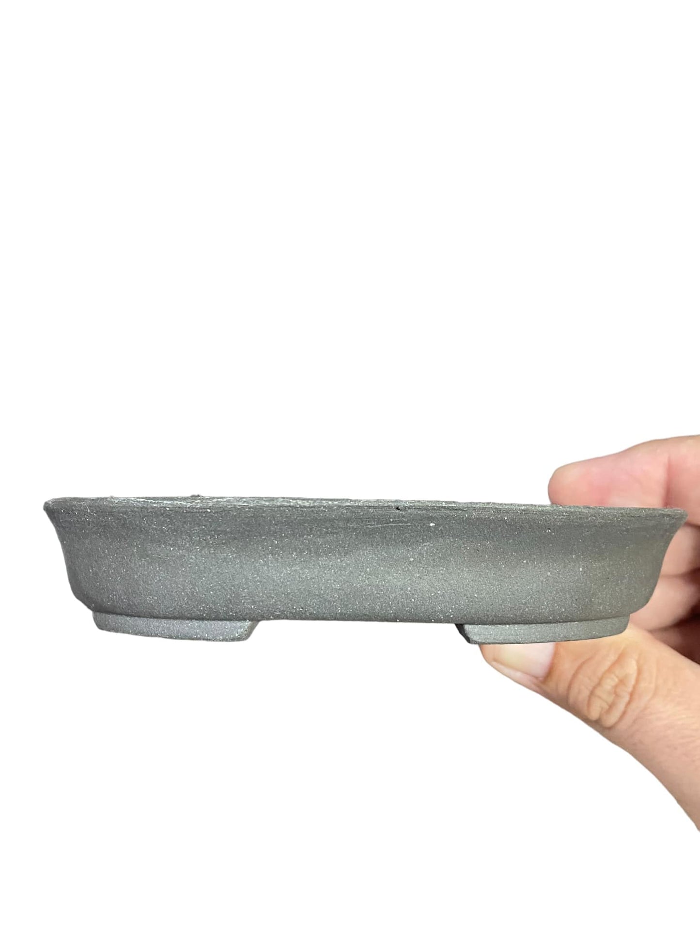 Shoseki -  Unglazed Gray Oval Bonsai Pot (5" wide)