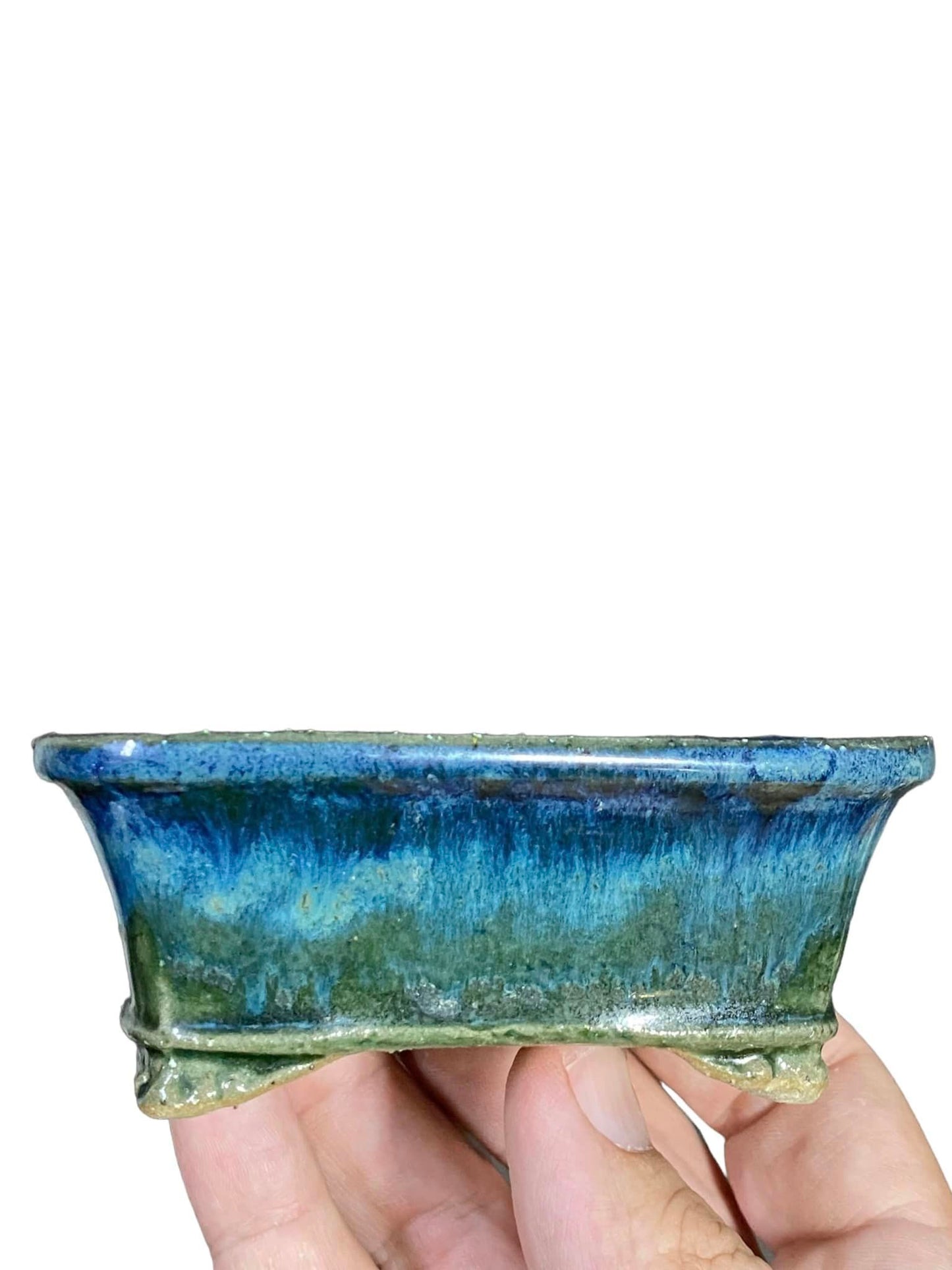 Shoseki -  Beautiful Two-Tone Glazed Rectangle Pot (4" wide)