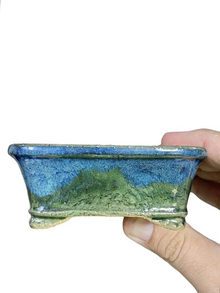 Shoseki -  Beautiful Two-Tone Glazed Rectangle Pot (4" wide)