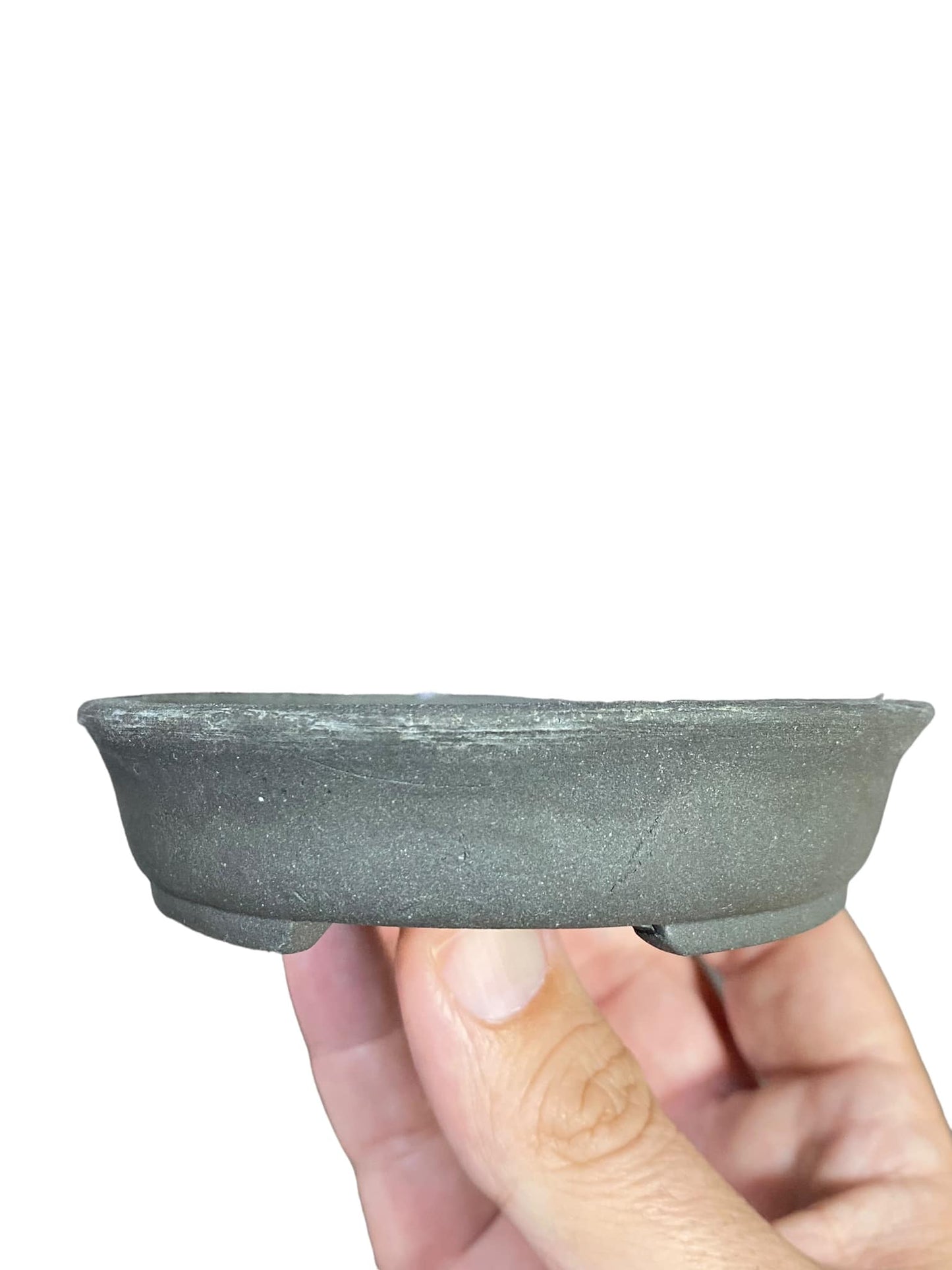 Shoseki -  Unglazed Gray Oval Bonsai Pot (5" wide)