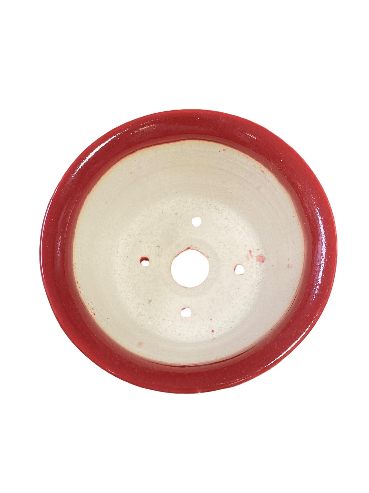 Kiyoshi Kiowai “Fuka” - Brilliant Red Glaze Round Pot (3-3/4" wide)