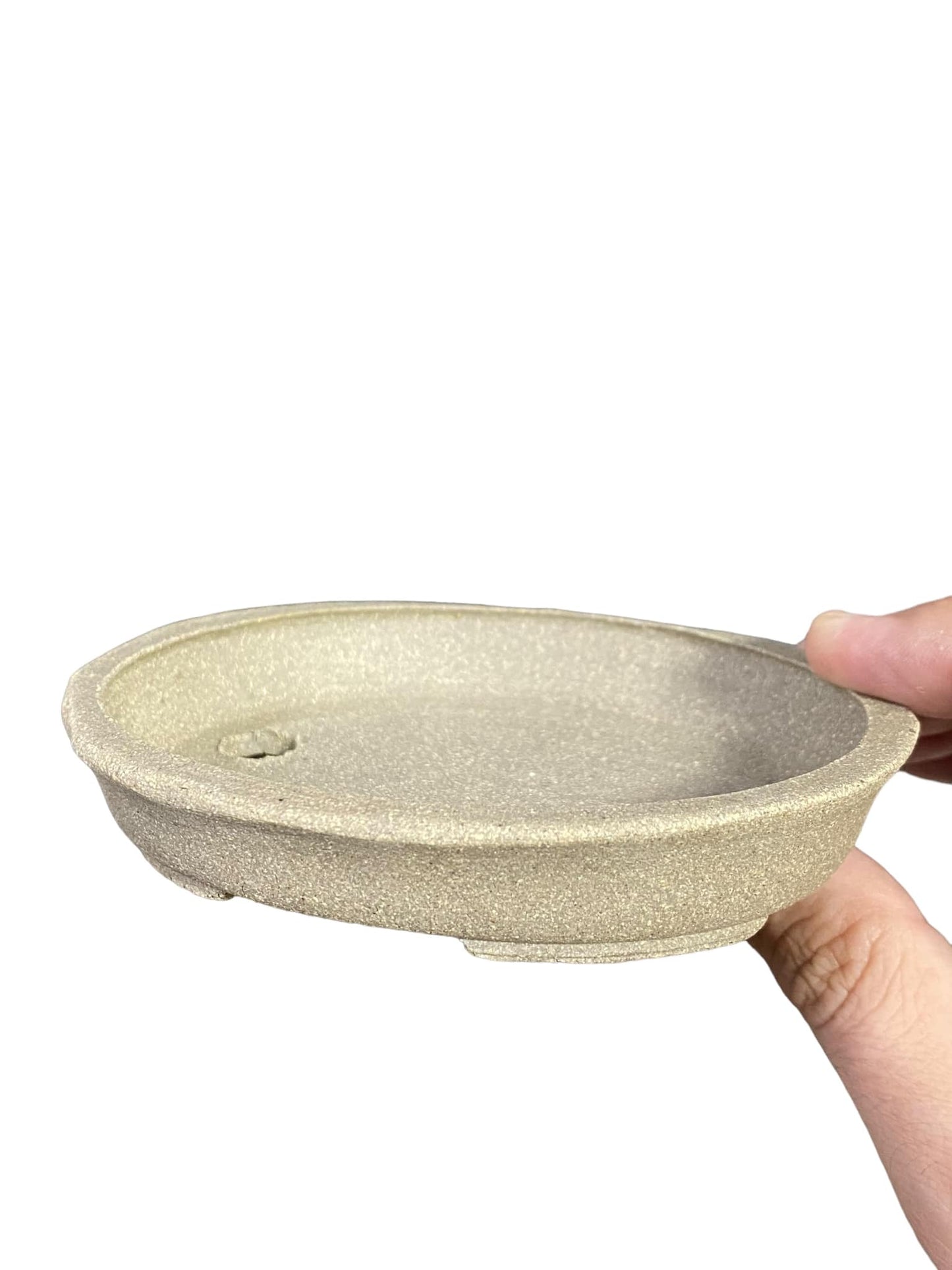 Shoseki -  Unglazed Tan Oval Bonsai Pot (5" wide)