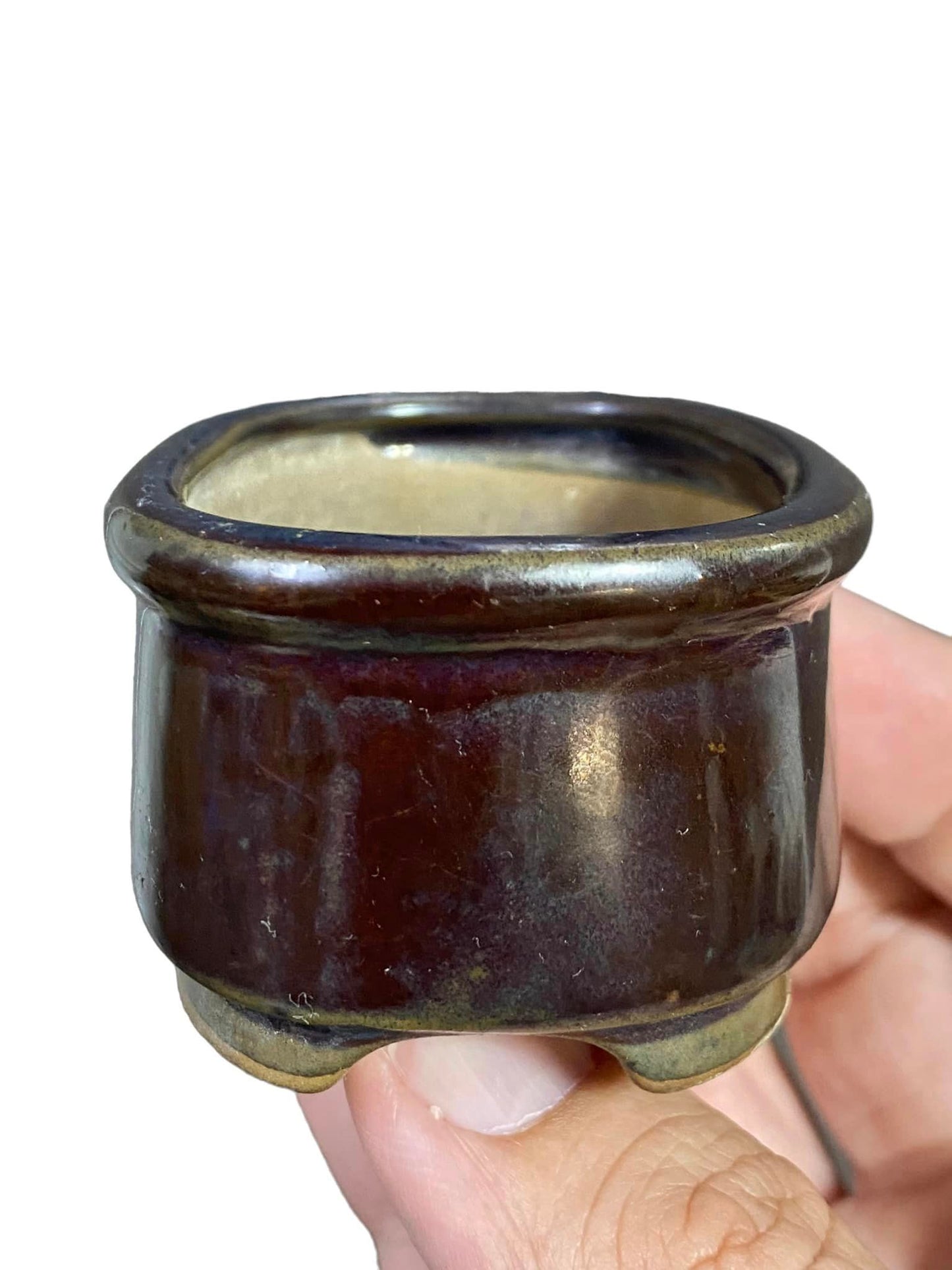 Japanese - Old Glazed Oval Production Pot (2-15/16" wide)