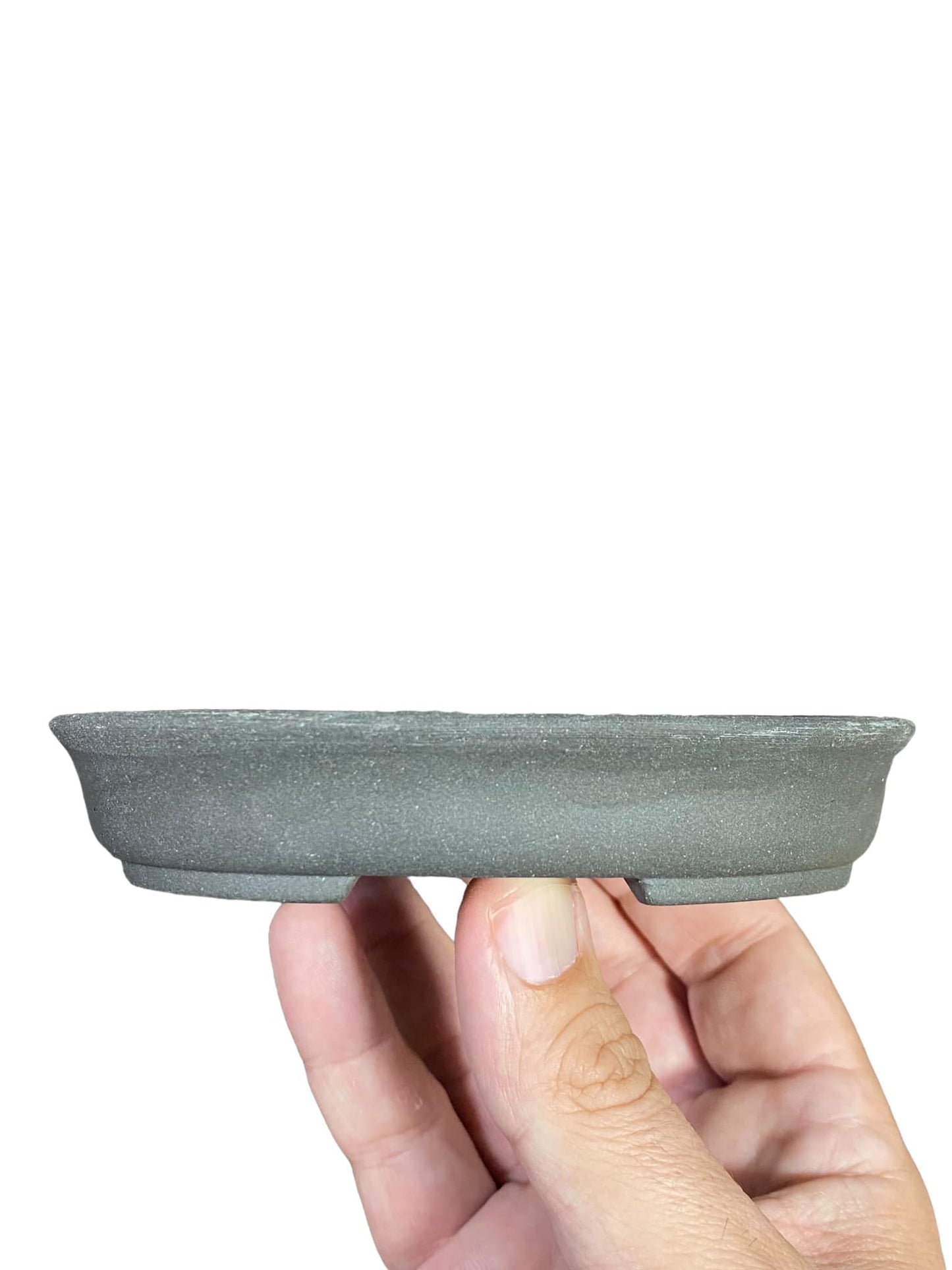 Shoseki -  Unglazed Gray Oval Bonsai Pot (5" wide)