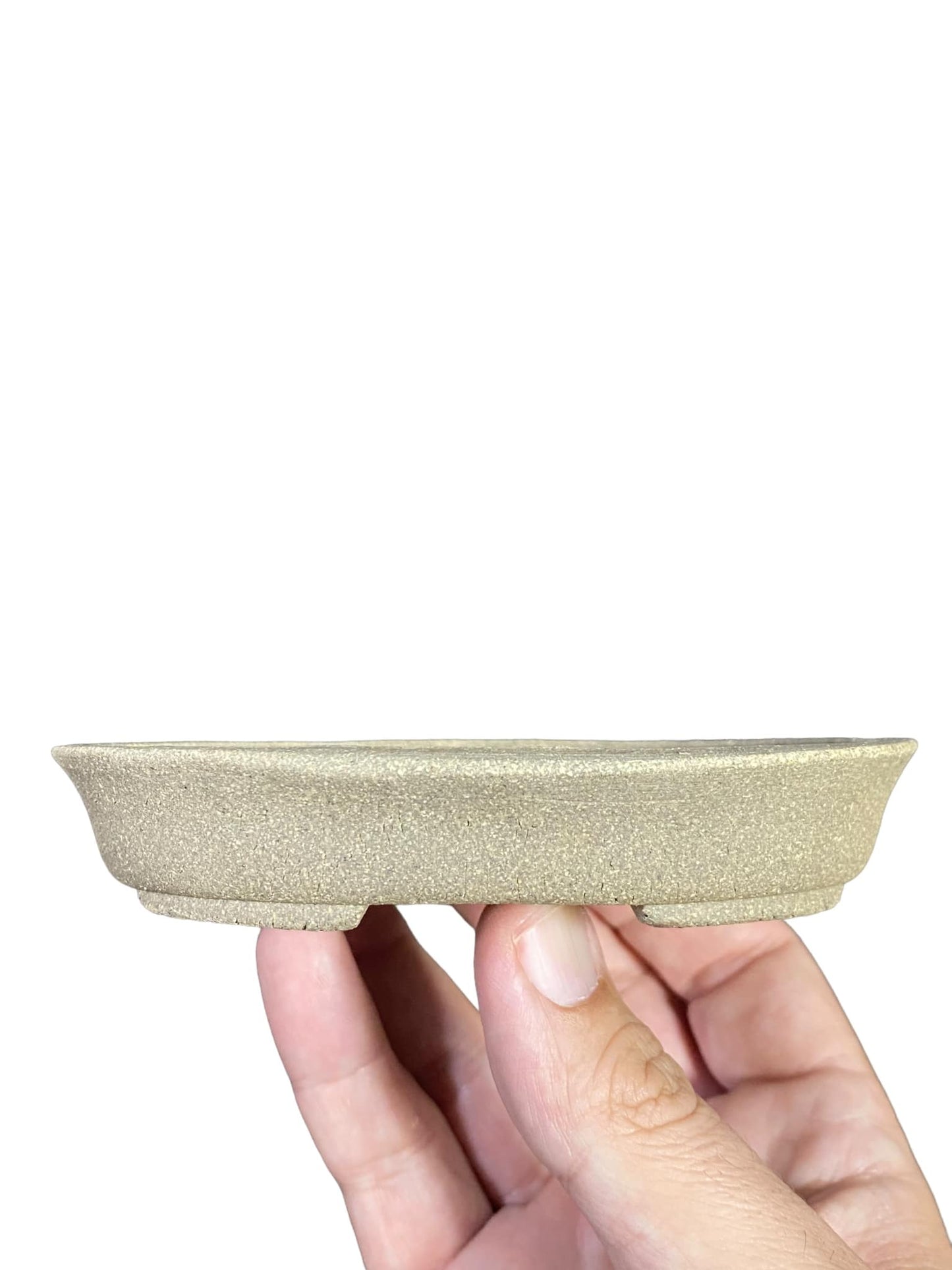 Shoseki -  Unglazed Tan Oval Bonsai Pot (5" wide)