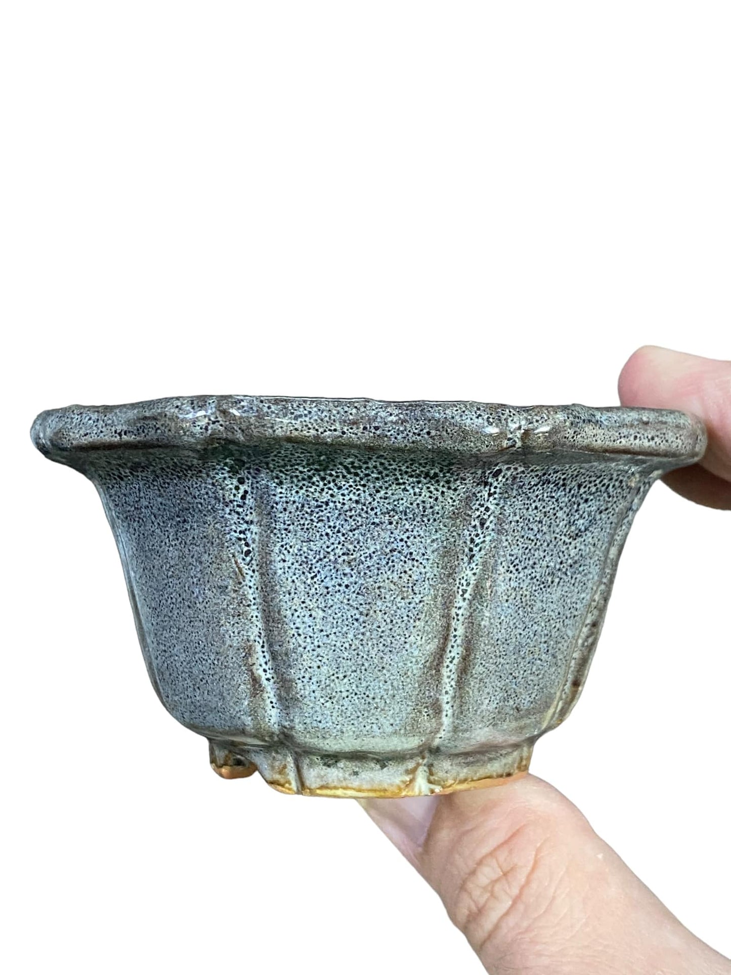 Shuho - Stunning Glazed Mame Rinka Bonsai Pot (3-3/4" wide)