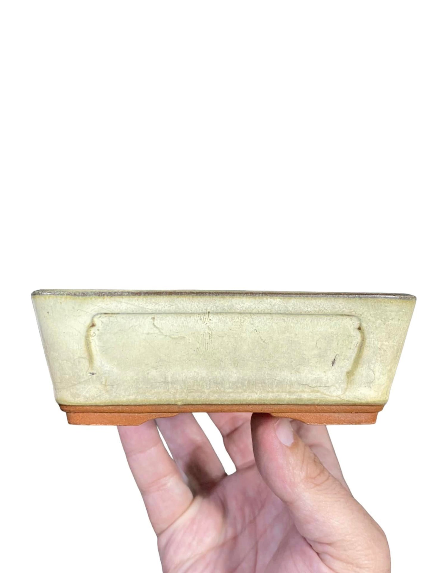 Japanese - Old Shallow Glazed Rectangle Bonsai Pot (7-1/8" wide)