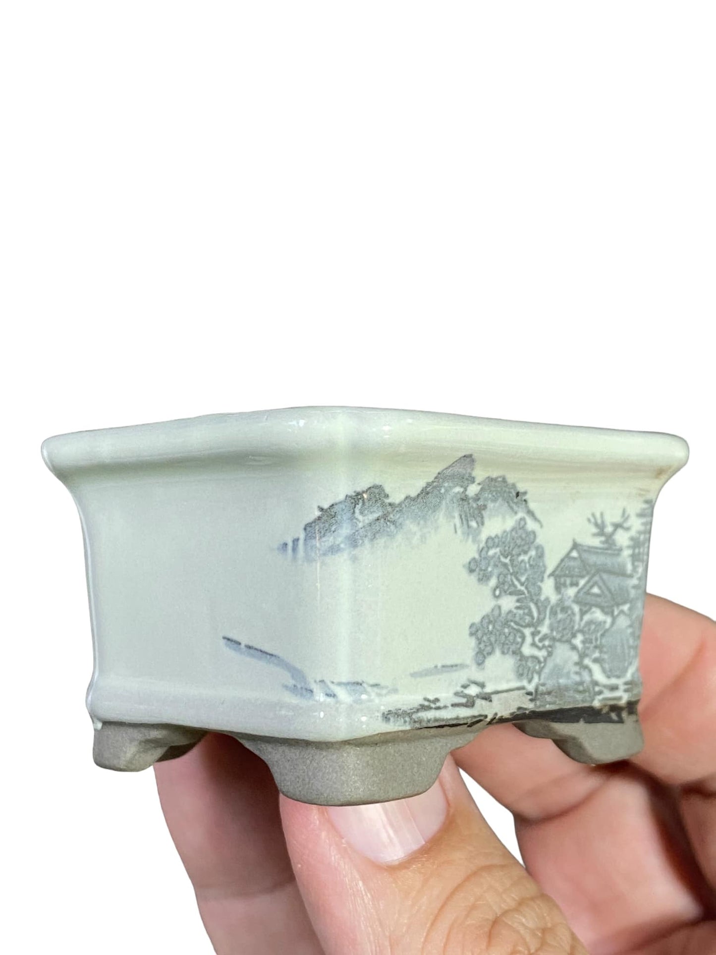 Bunzan - Scenic Transferware Accent Pot (2-1/2" wide)