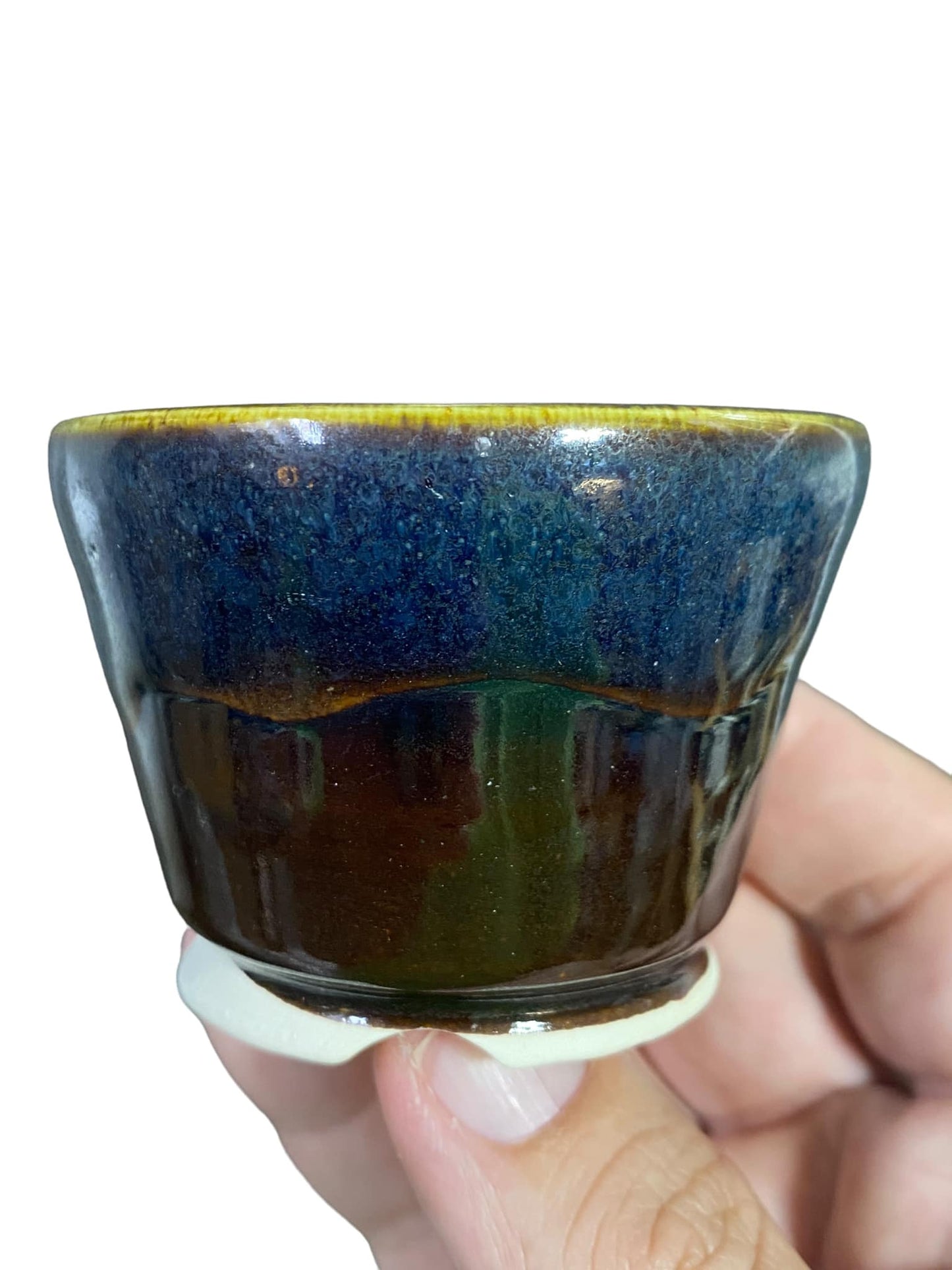 Shoseki - Amazing Multicolor Glazed Round Pot (2-15/16" wide)