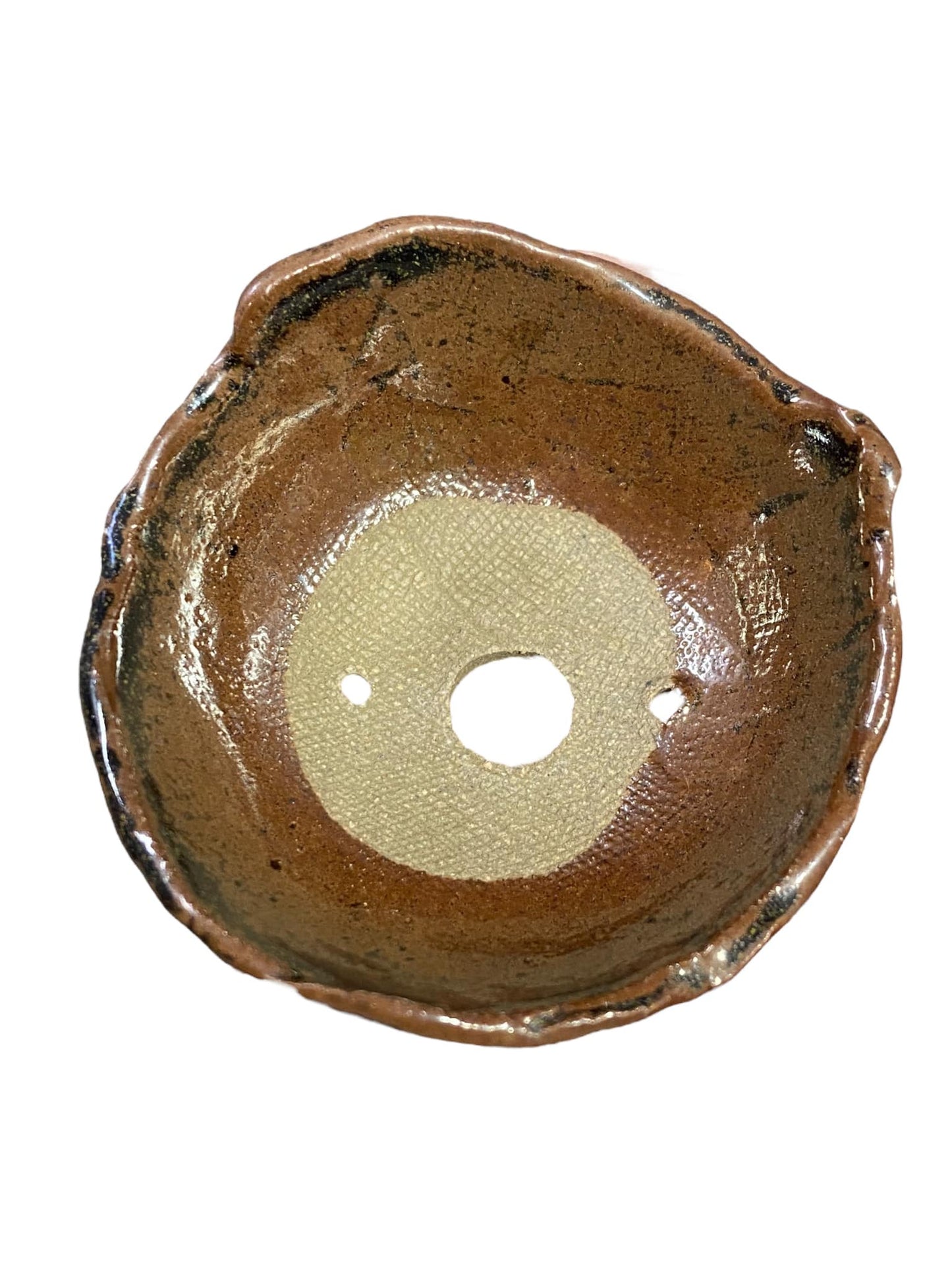 Shoseki - Brown Glazed Freeform Mame Bowl (2" wide)