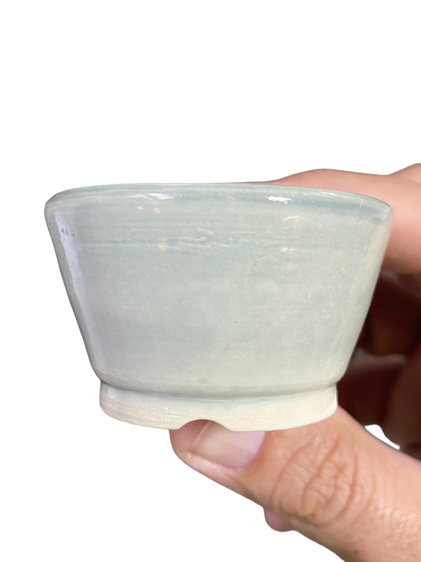 Shoseki - Cool Light Green Glazed Round Pot (2-1/4" wide)