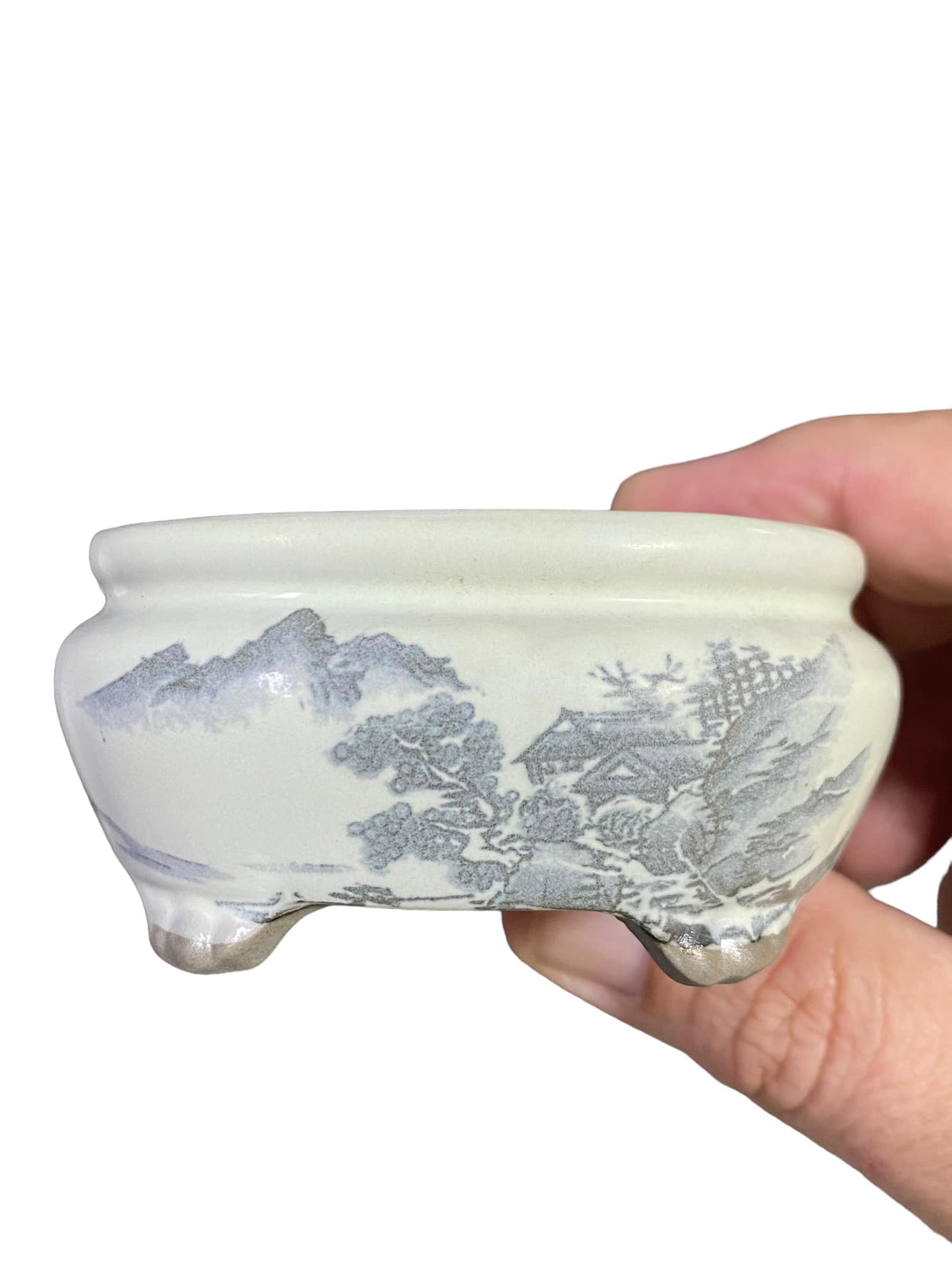 Bunzan - Scenic Transferware Accent Pot (3-1/16" wide)