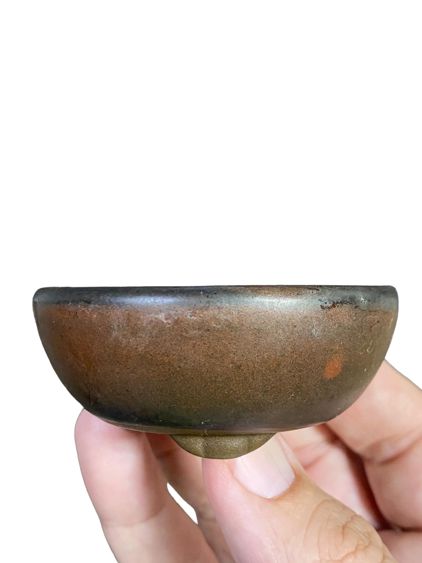 Japanese - Older Unglazed Footed Round Bonsai Pot (2-7/8" wide)