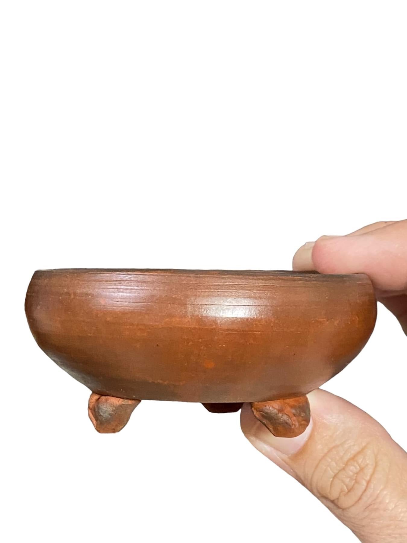 Deiju - Unglazed Footed Bowl Bonsai Pot (3-3/8” wide)