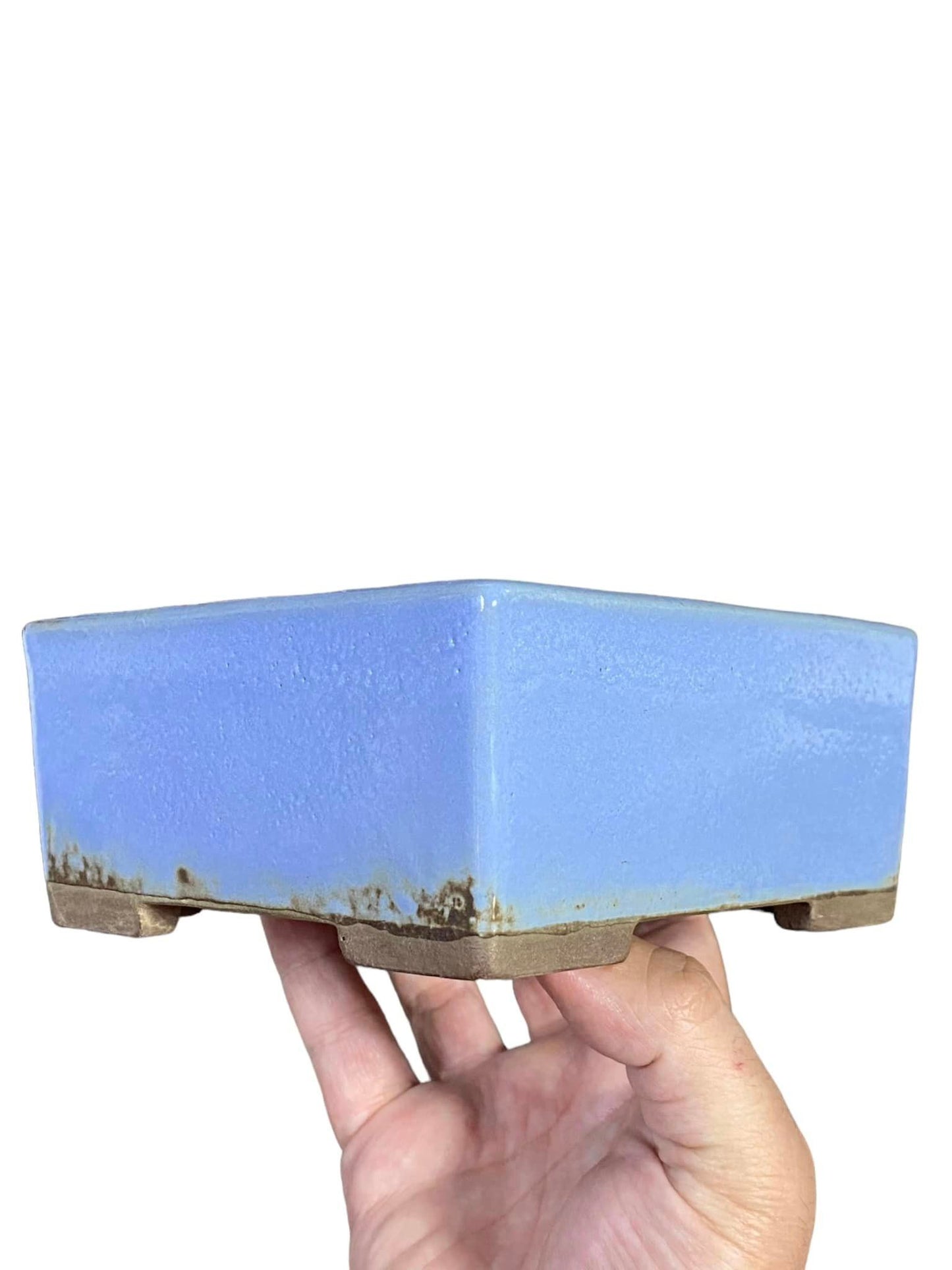 Yamaaki - Blue Glazed Square Bonsai Pot (5-5/8" wide)