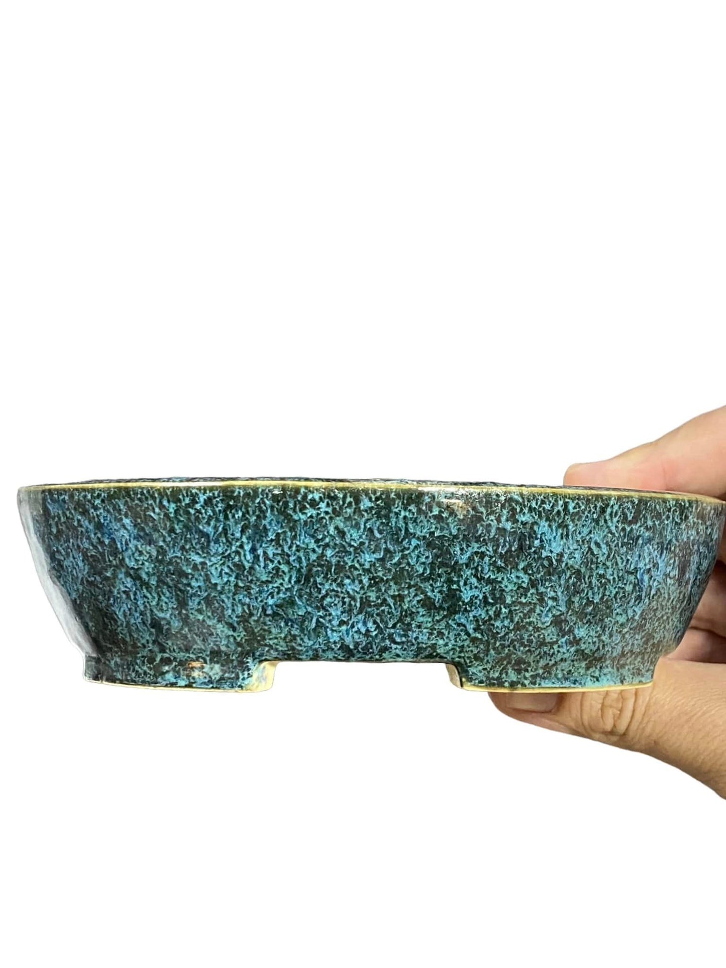 Fukuda Keiun - Beautiful Glazed Oval Bonsai Pot (6-7/16" wide)