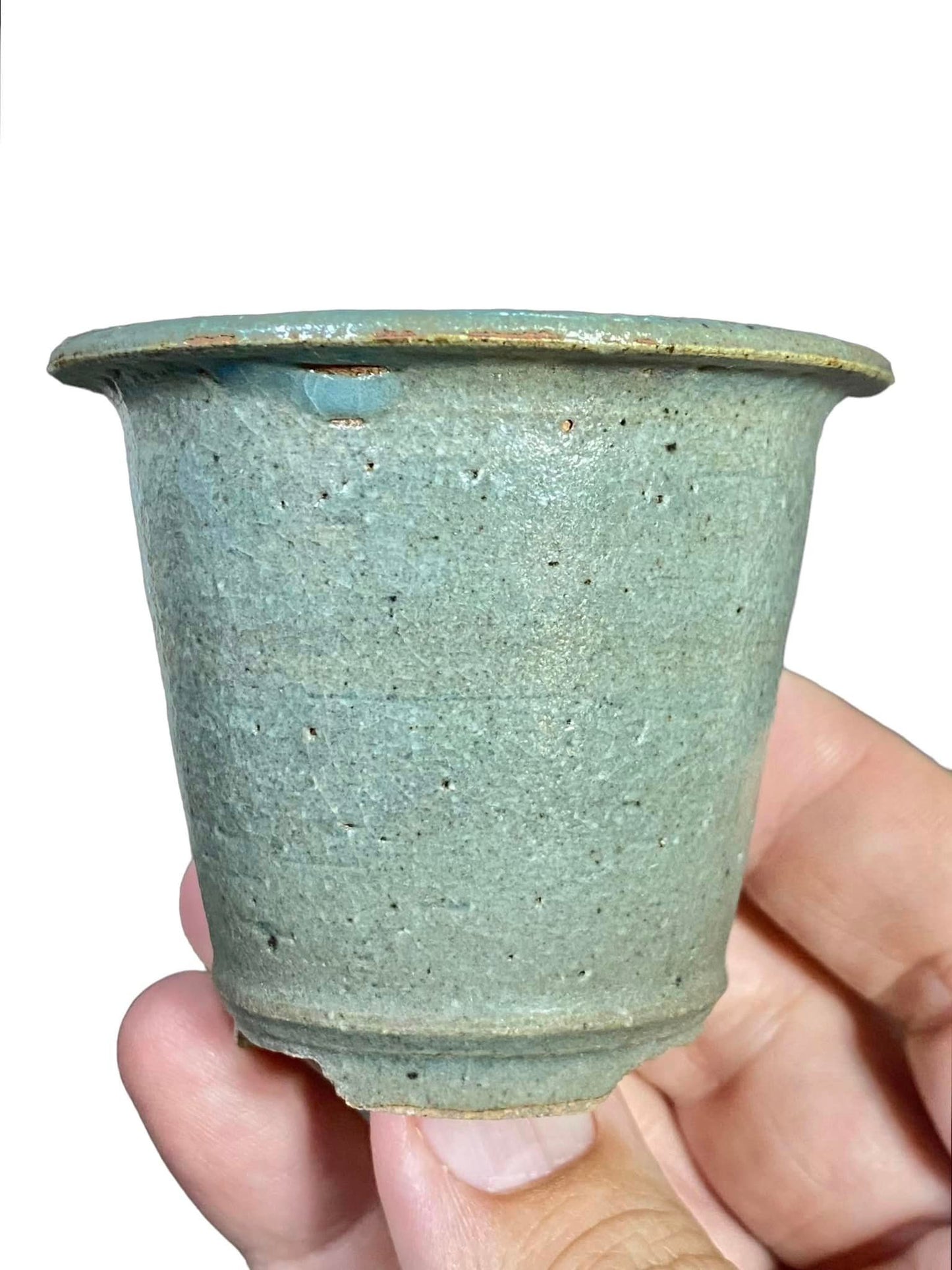 Japanese - Old Green Glazed Cascade Pot (2-3/4" wide)