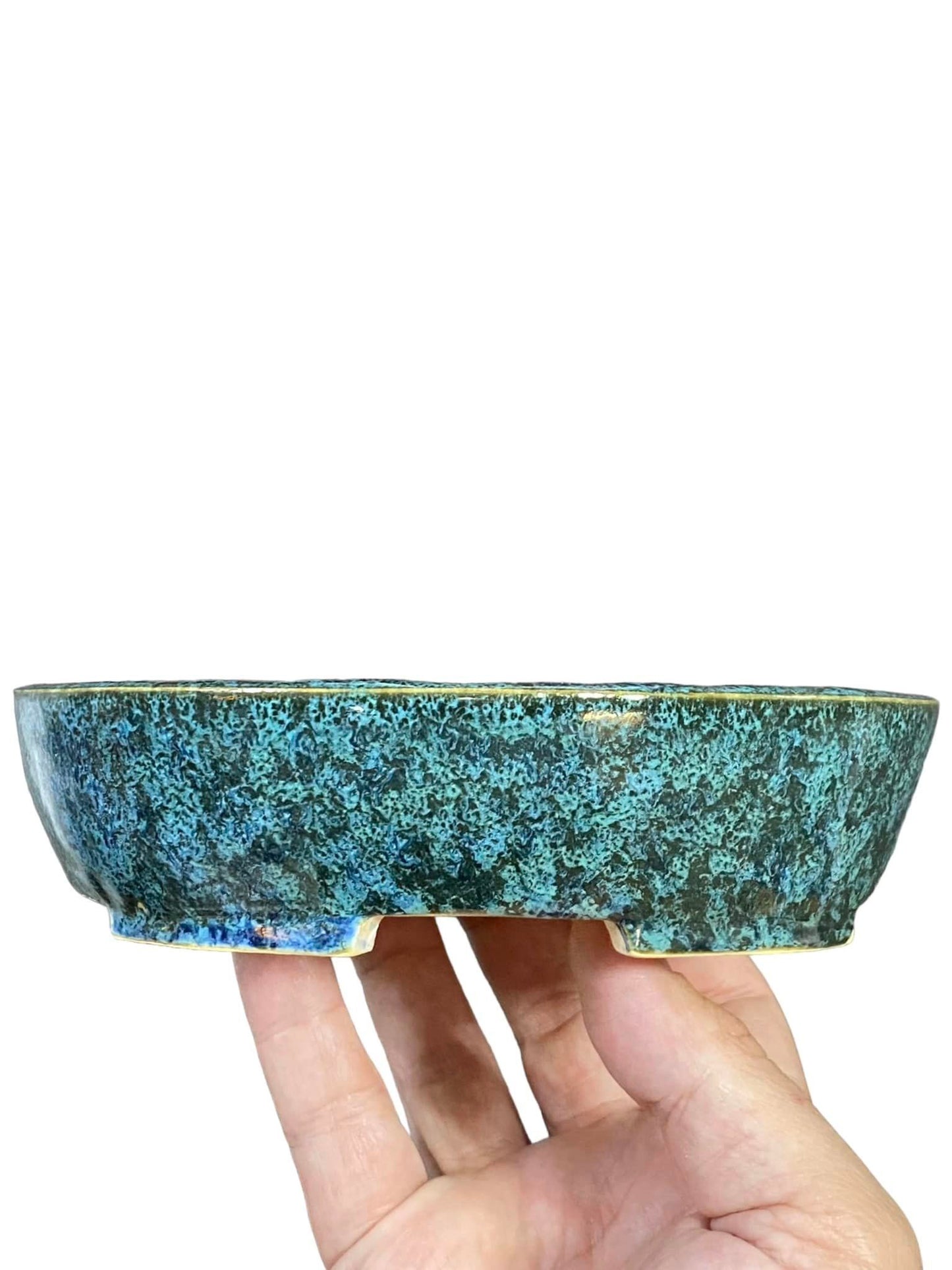 Fukuda Keiun - Beautiful Glazed Oval Bonsai Pot (6-7/16" wide)