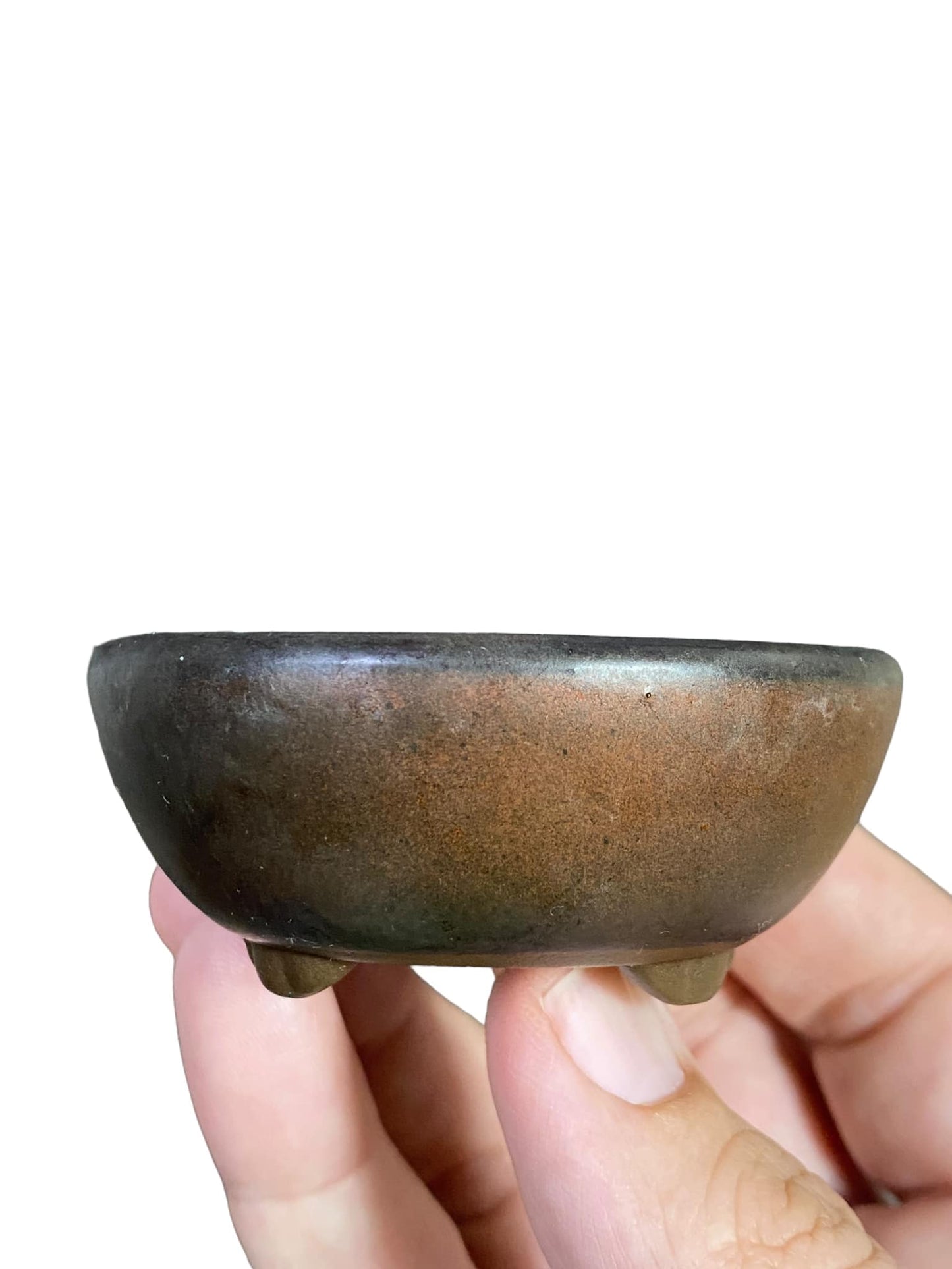 Japanese - Older Unglazed Footed Round Bonsai Pot (2-7/8" wide)