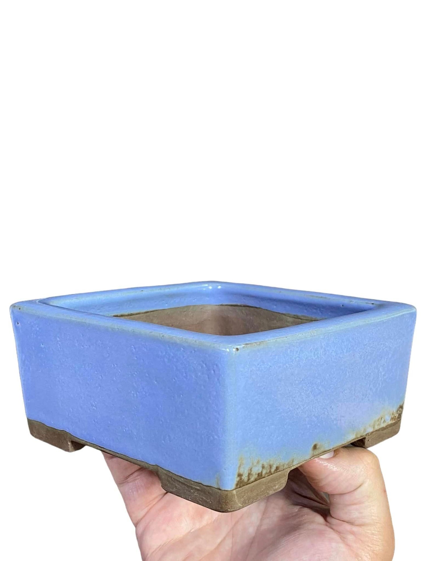 Yamaaki - Blue Glazed Square Bonsai Pot (5-5/8" wide)