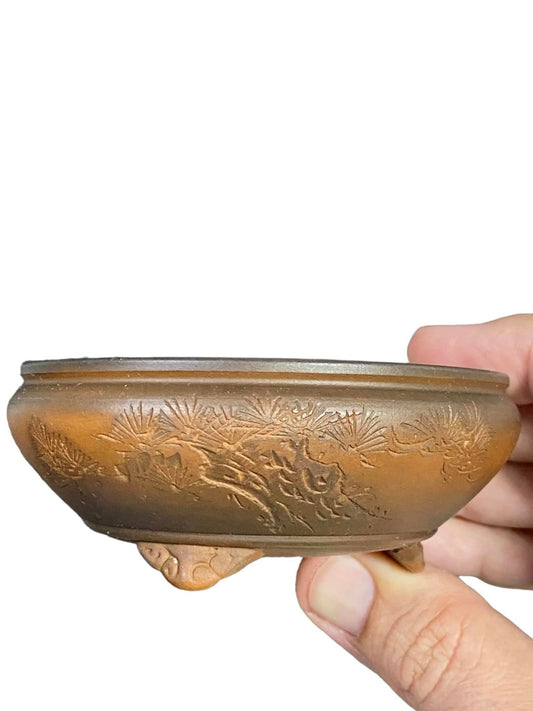 Bigei - Wonderful Etched Scene Round Pot (3-11/16" wide)