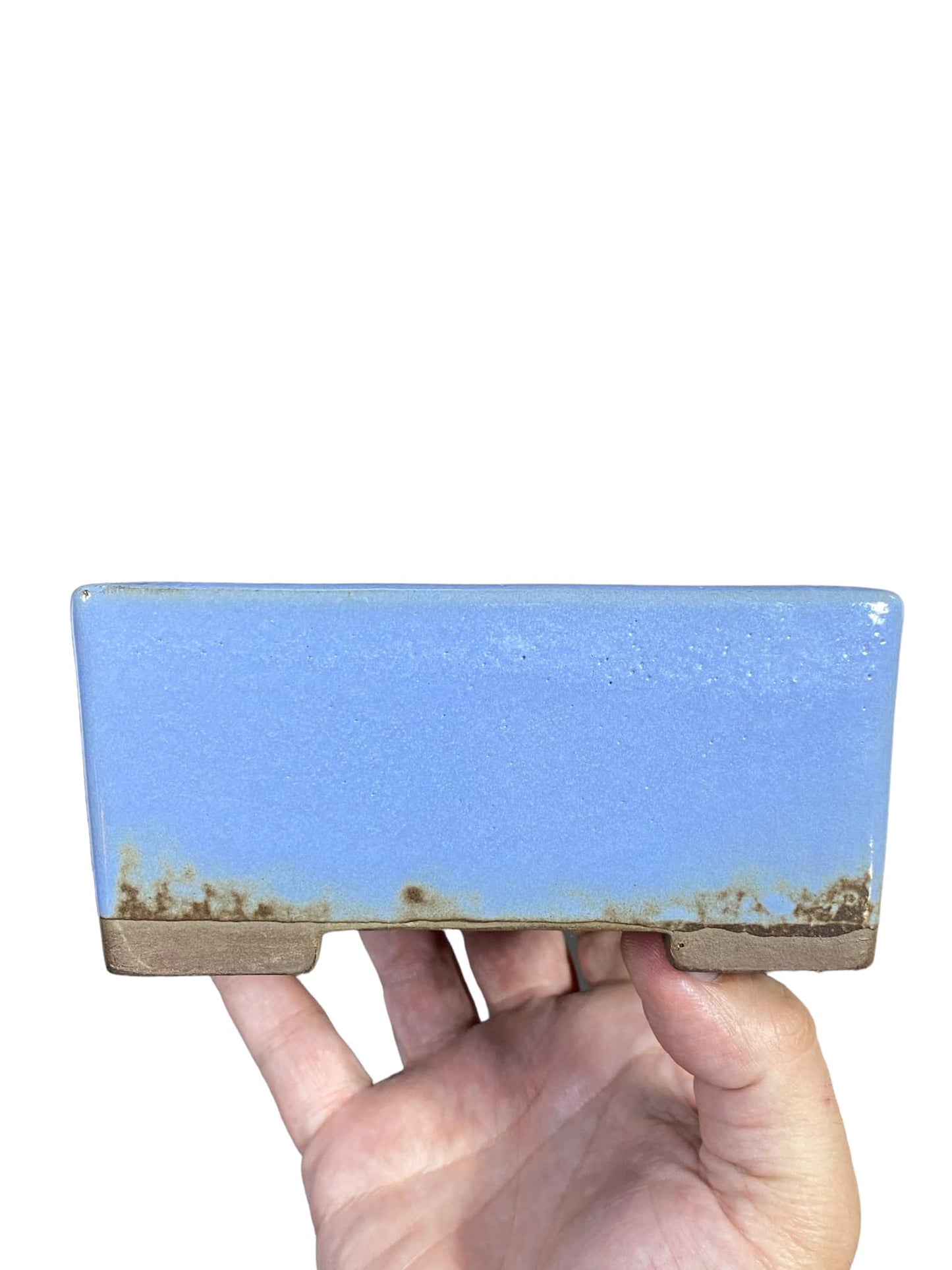 Yamaaki - Blue Glazed Square Bonsai Pot (5-5/8" wide)