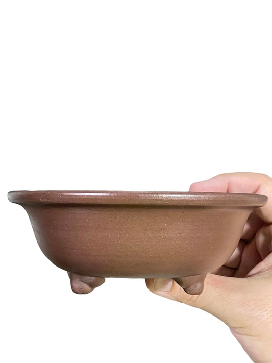 Yamaaki - Old Unglazed Footed Bowl Bonsai Pot (6-1/4" wide)