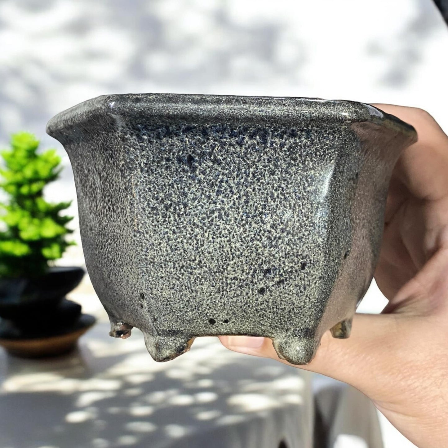 Shuho - Beautiful Greyscale Speckled Glaze (4-3/16" wide)