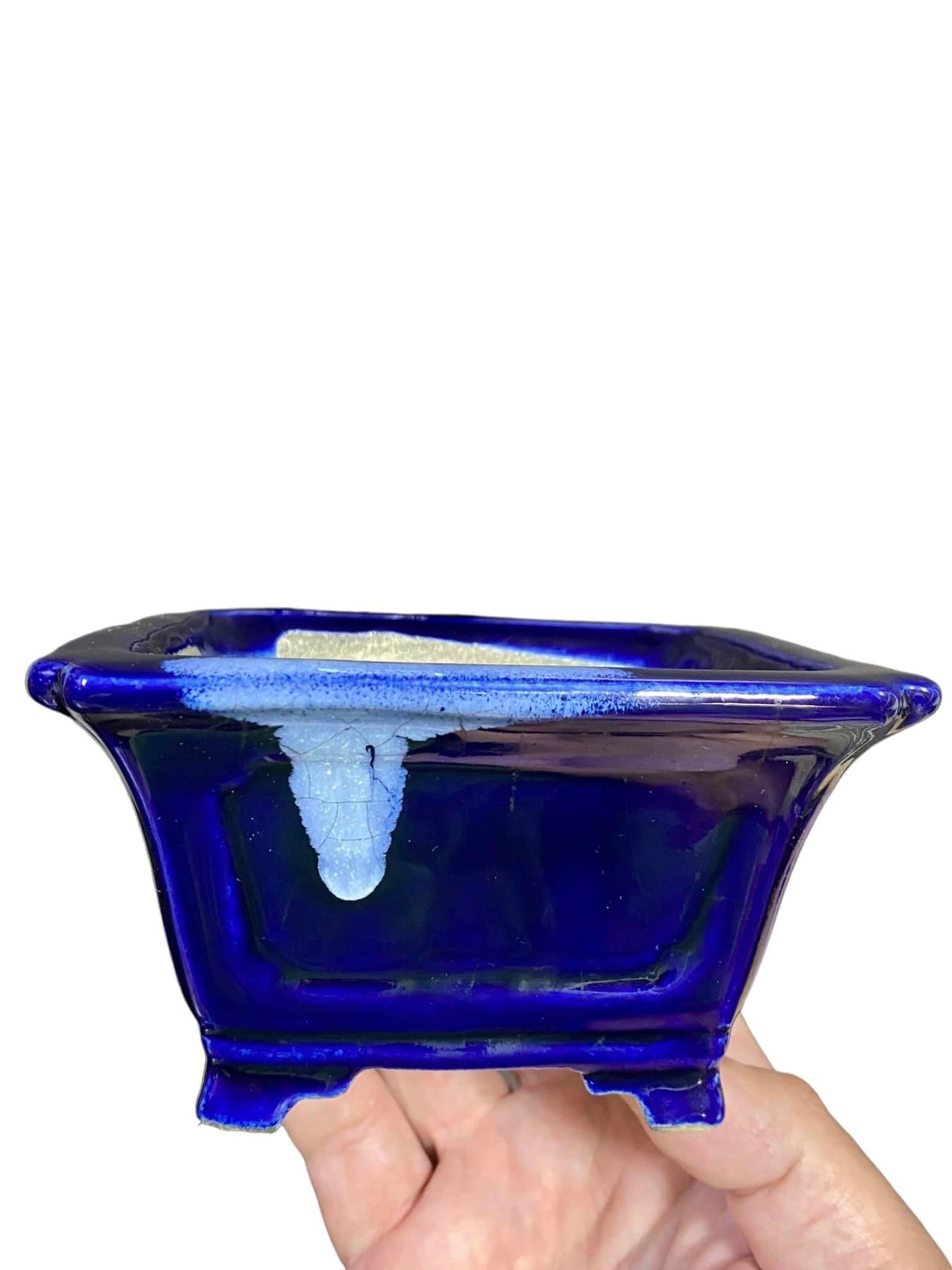 Satomi Terahata - Stunning Cobalt Crackle Glazed Pot (5" wide)