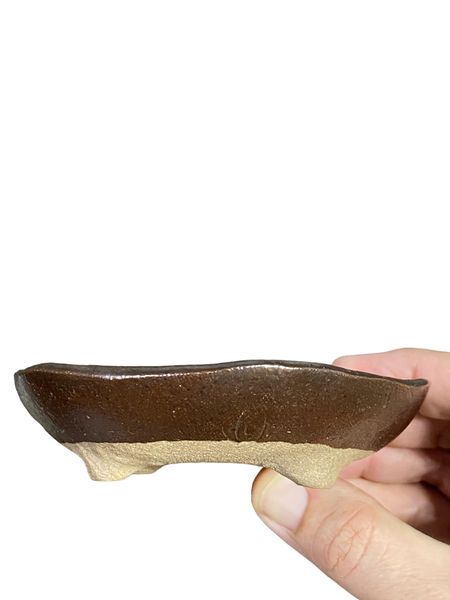 Shoseki -   Brown Shallow Round Bonsai Pot (4-3/8" wide)