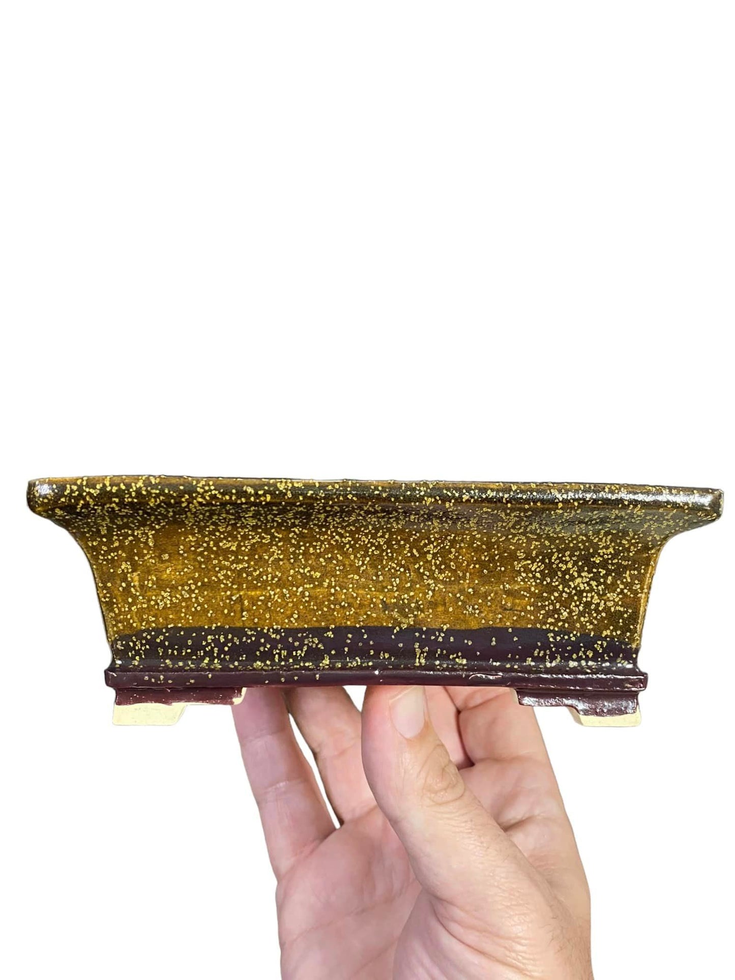 Fukuda Keiun - Spectacular Triple Layer Glazed Bonsai Pot (6-1/4" wide)