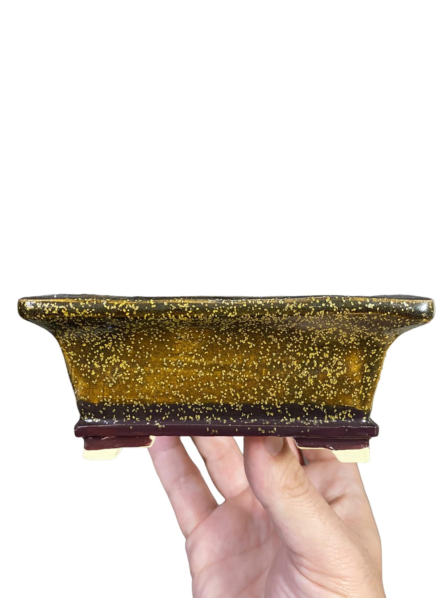 Fukuda Keiun - Spectacular Triple Layer Glazed Bonsai Pot (6-1/4" wide)