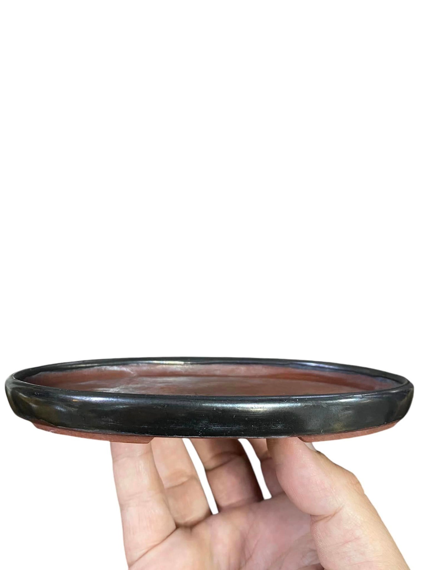 Bunzan - Shallow Glazed Oval Bonsai Pot (6-3/16" wide)