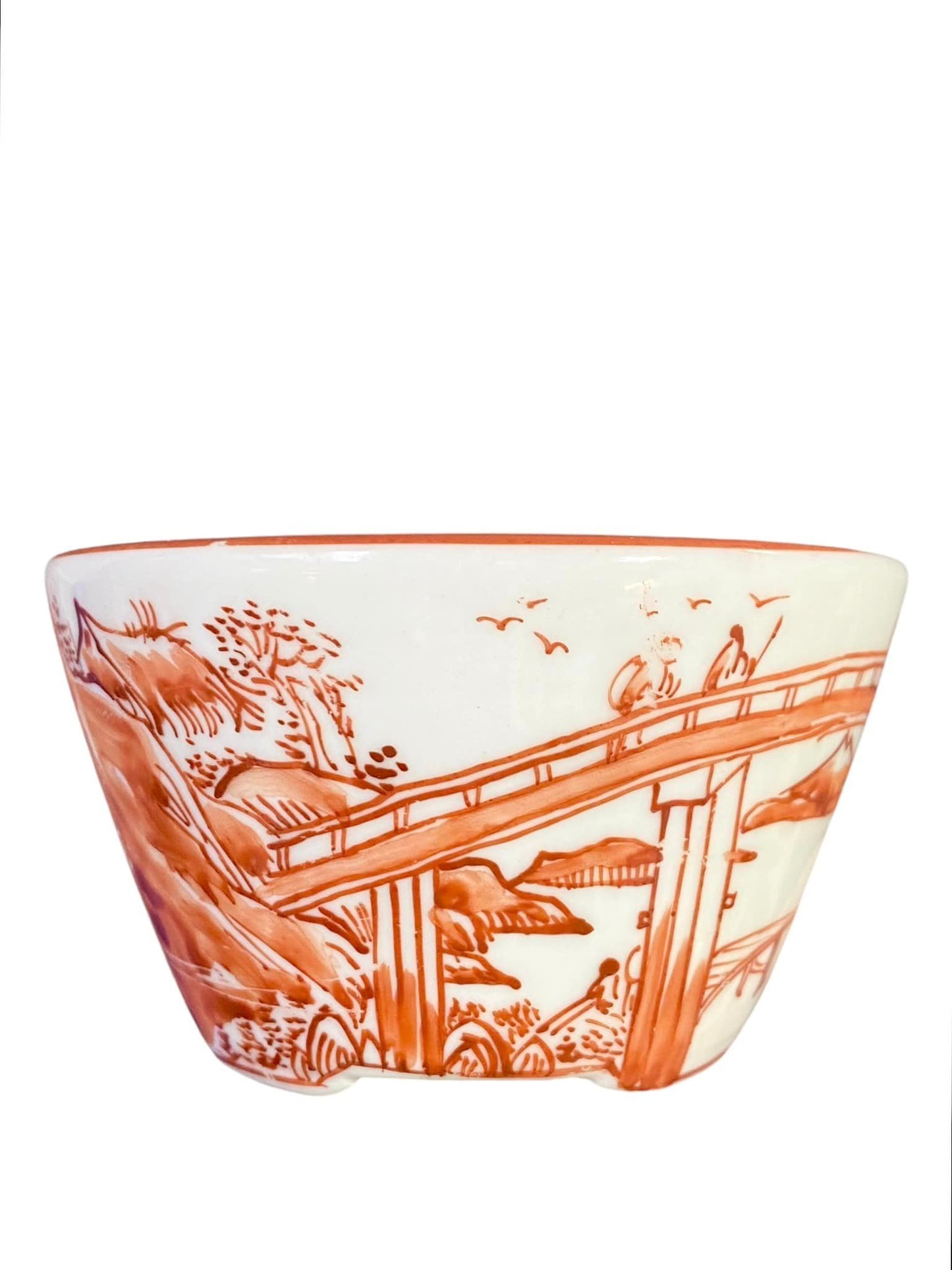 Seiwafu - Beautiful Scenic Painted Bonsai Pot (3-1/2" wide)