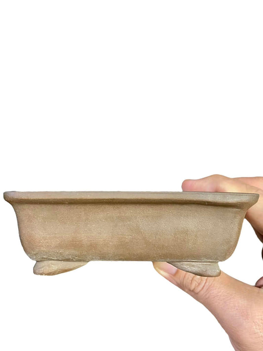 Chinese - Unglazed Footed Rectangle Bonsai Pot (4-3/4" wide)