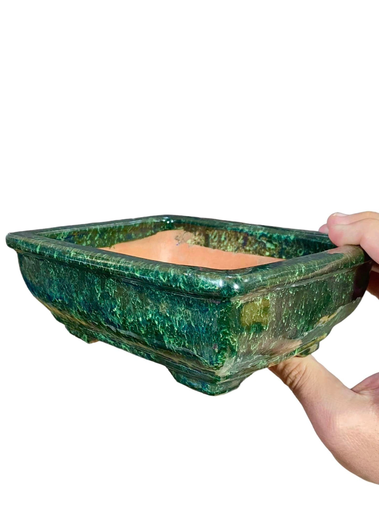 Shuho - Stellar Glazed Rectangle Bonsai Pot (7-3/16" wide)