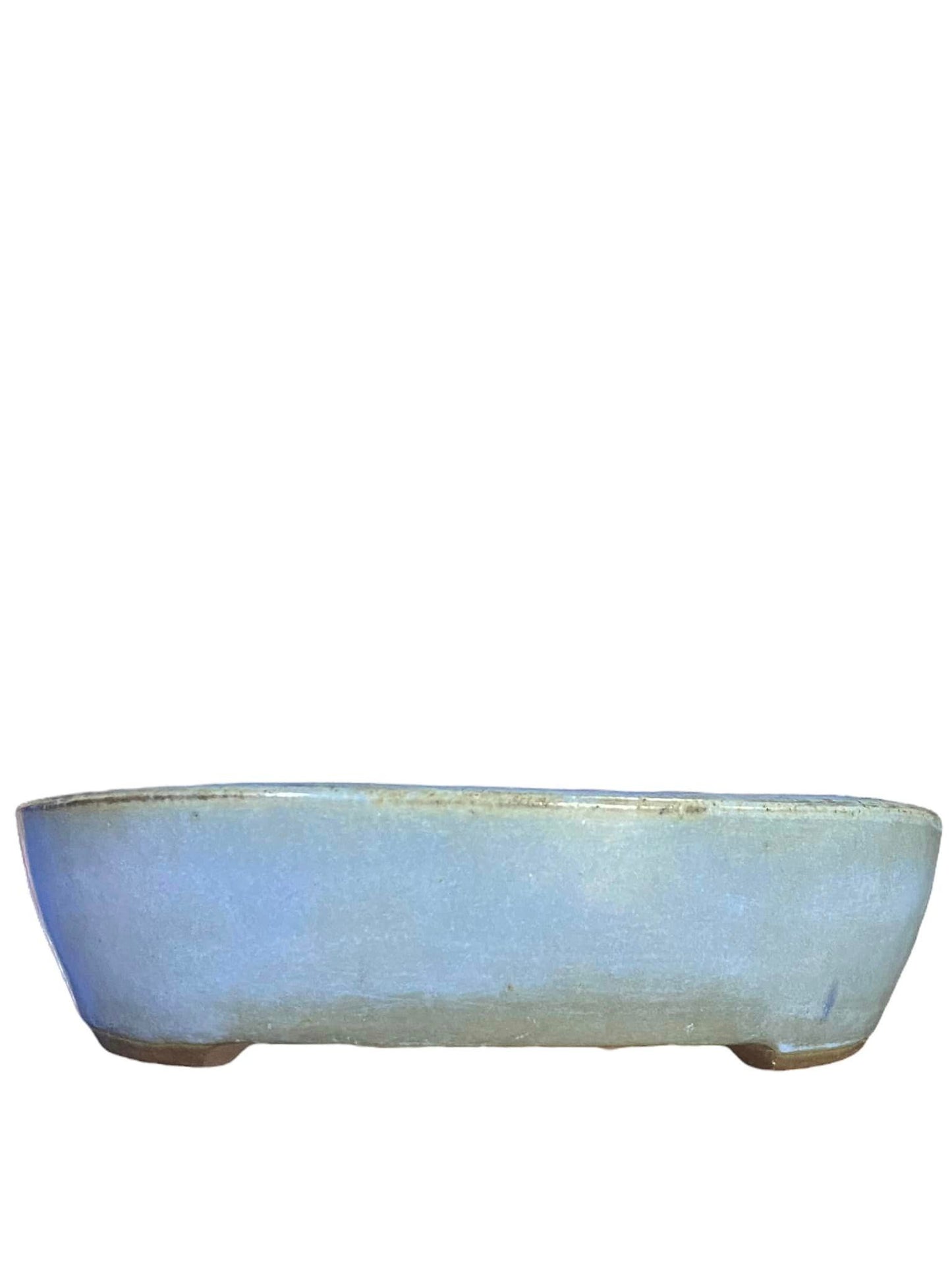 Yamaaki - Classic Light Blue Oval Bonsai Pot with Patina (10" wide)