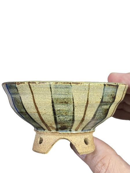 Kutani-ware- Rare Glazed Footed Bowl Bonsai Pot (3-3/4" wide)