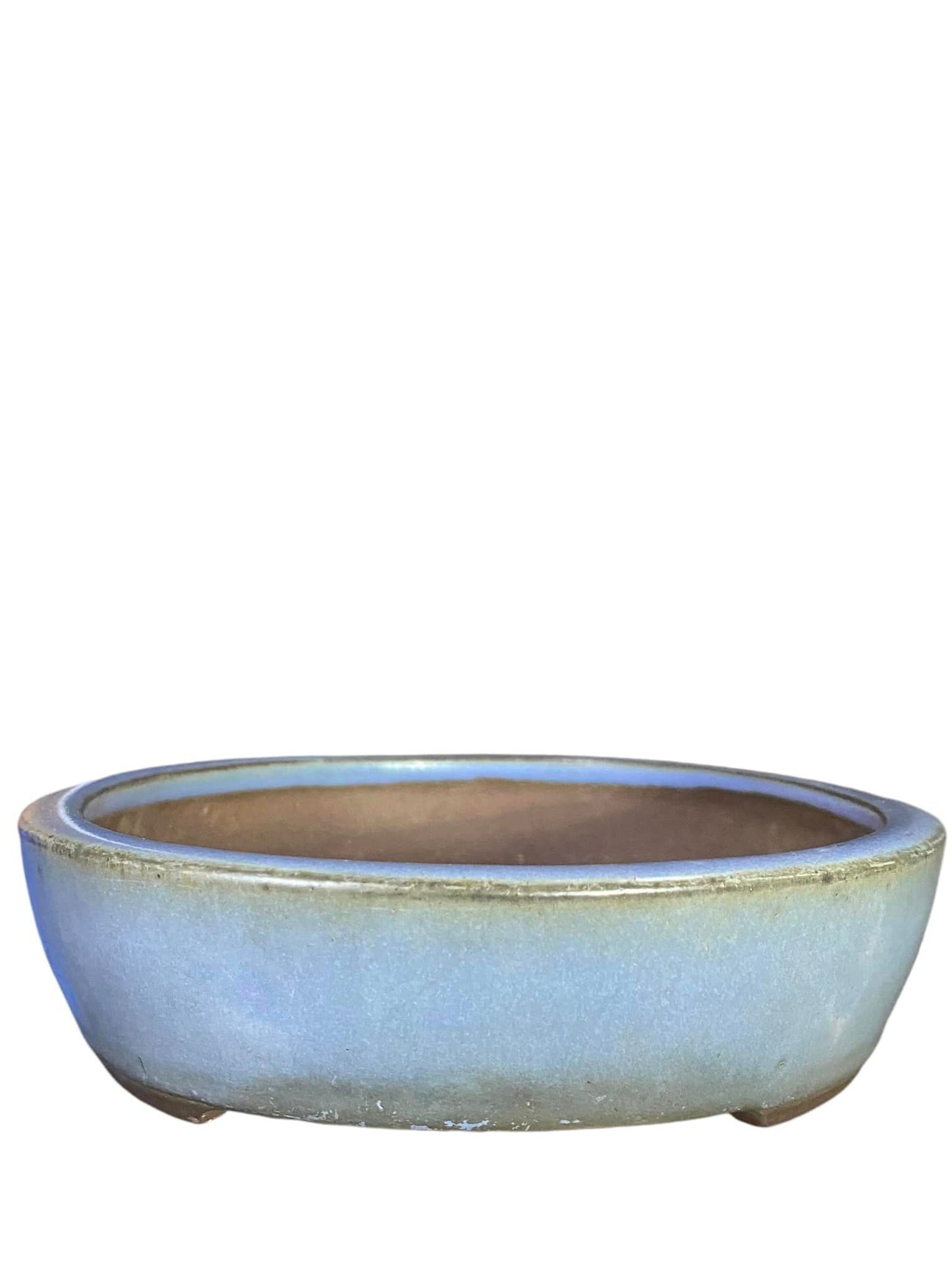 Yamaaki - Classic Light Blue Oval Bonsai Pot with Patina (10" wide)