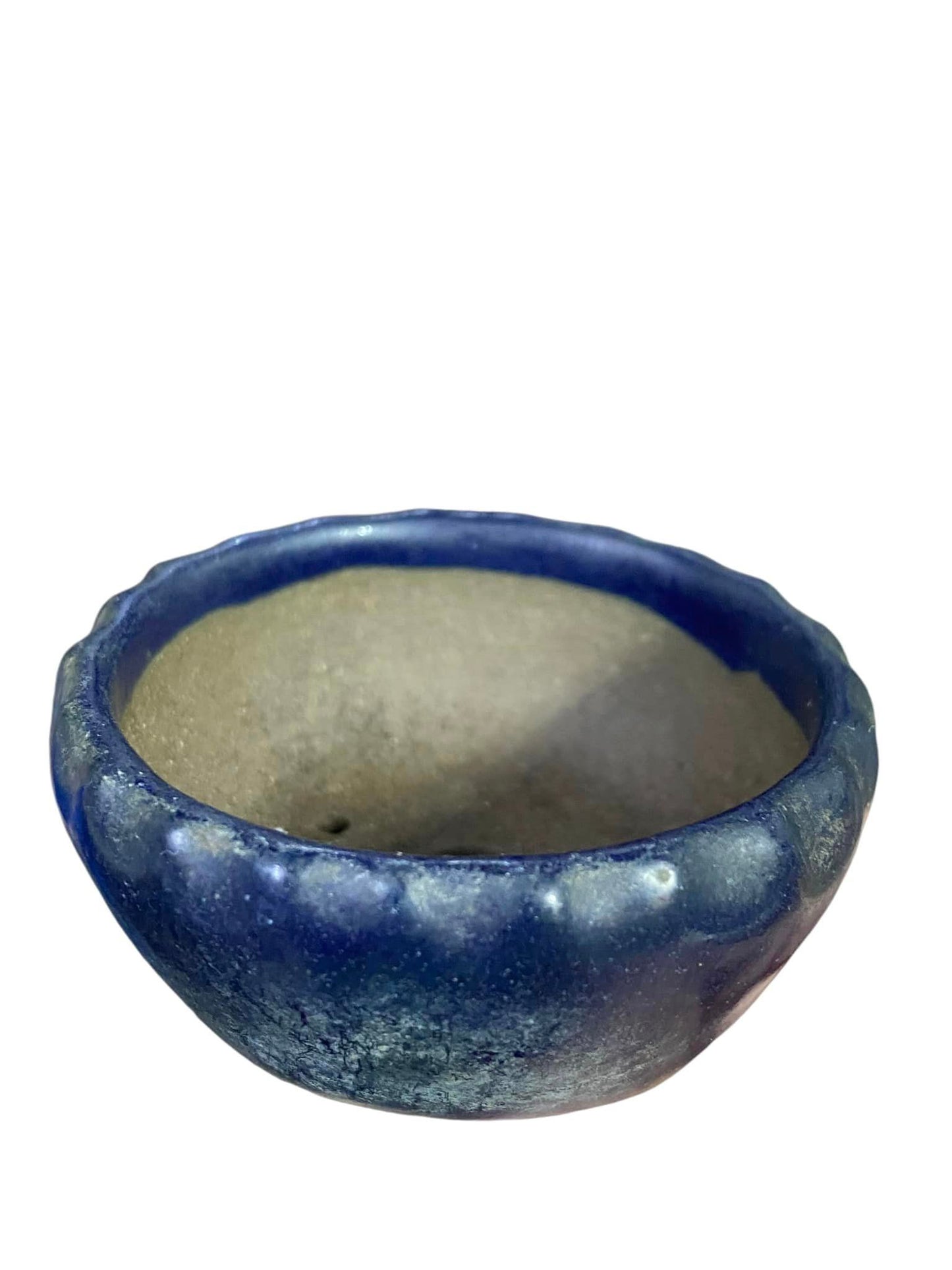 Mituyama -  Rich Blue Glazed Mame Bowl Bonsai Pot (2-3/8" wide)