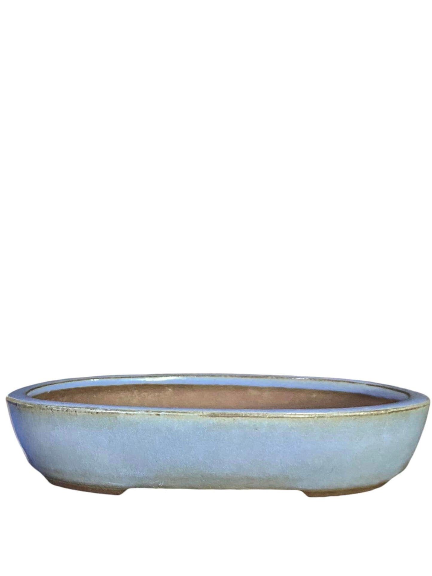 Yamaaki - Classic Light Blue Oval Bonsai Pot with Patina (10" wide)