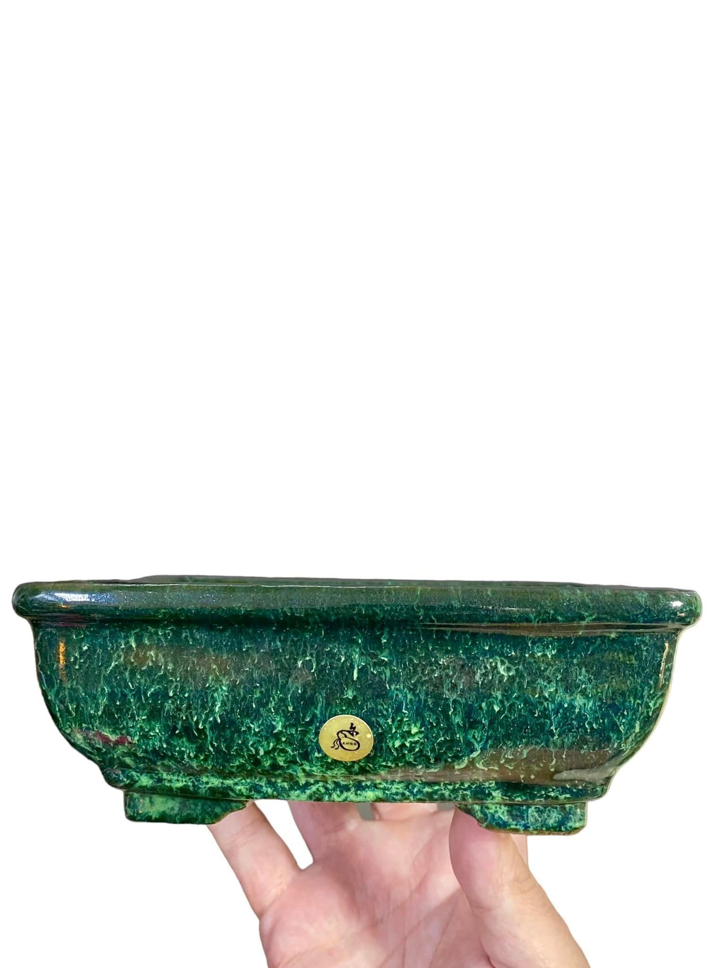 Shuho - Stellar Glazed Rectangle Bonsai Pot (7-3/16" wide)