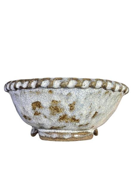 Bunzan - Crackle Stellar Rim Bowl Bonsai Pot (6-1/8" wide)